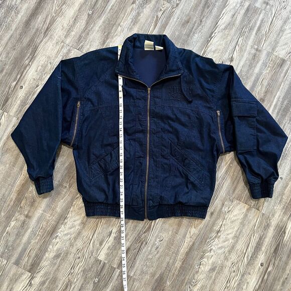 Nike Force Vintage Denim Bomber Jacket Men’s Small 90s Zip Up Made in Taiwan - Picture 5 of 13